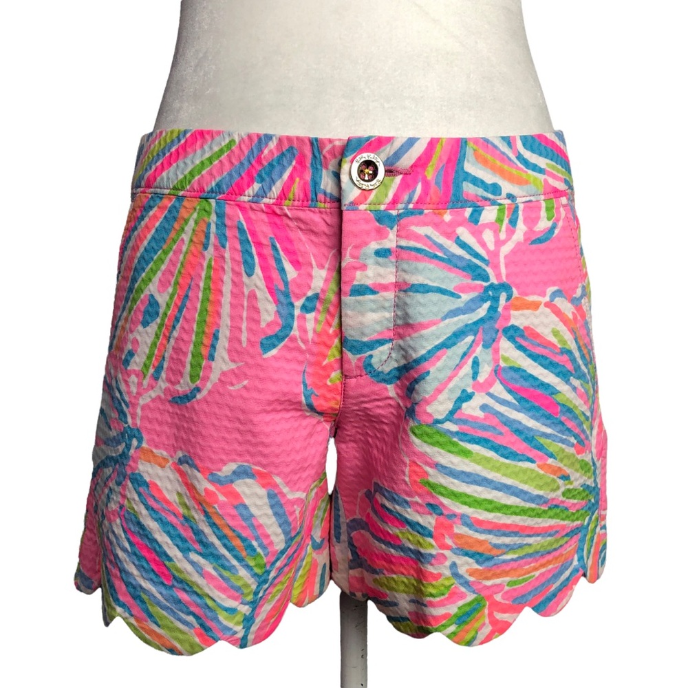 Lilly Pulitizer Shorts Buttercup Shellabrate Pink Blue Scallop Hem